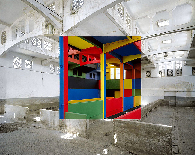 Anamorphic-color Illusions by Georges Rousse 1